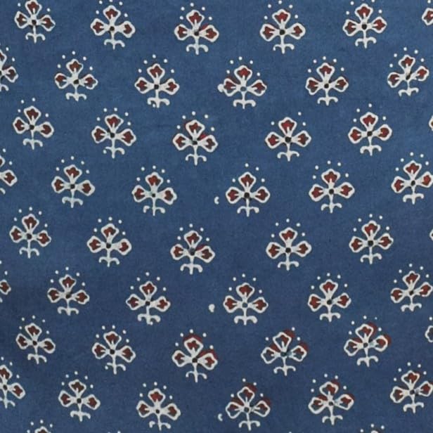 Image of Ethnics of Kutch Women's Ajrakh Modal Silk Natural Dye Hand Block Print Unstitched Kurta Fabric (For Lenght - Refer Bullet Point Below)