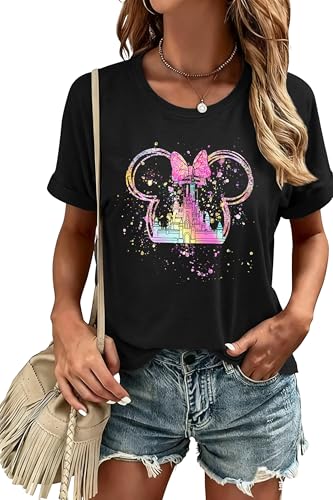 Image of Magical Shirts Women Girls Family Vacation Matching Shirt Magic Kingdom T-Shirt Mommy and Me Trip Short Sleeve Tops