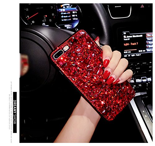 Black Lemon Phone Case For Iphone 7 Plus/Iphone 8 Plus Case For Womens And Girls Soft Silicone Iphone Cases Cover Cute Bling Rhinestones Glitter Diamond Hard Back Rubber Bumper Protective Case (Red) #TOP3