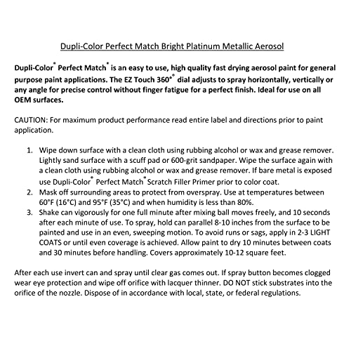 Image of Dupli-Color Perfect Match Premium Automotive Paint, Bright Platinum (M), 8 oz