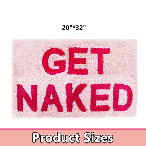 Firecos Get Naked Bath Mat Bathroom Rugs Non-Slip Doormat Microfiber Absorbent Bath Shower Mat Bath Rug for Bedroom Bathroom Decoration (Dark Pink - Image 2