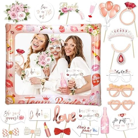 HOWAF 23pcs Rose Gold Hen Party Props Cover