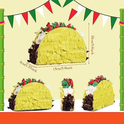 Harrycle 24 Pcs Mini Taco Piñatas for Cinco De Mayo Mexican Little Fiesta Taco Piñata Bulk for Mexican Carnivals Tuesday Event Party Favors, 5.9 x 3.9 x 1.6 Inches - Thumbnail 2