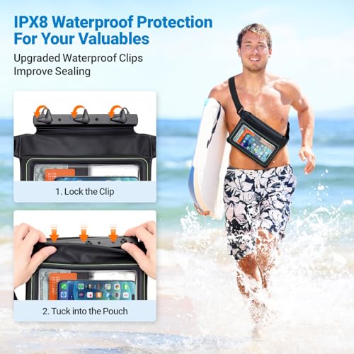 Image of F-color Waterproof Fanny Pack Floating - Waist Pouch with 35oz Buoyancy - Cruise Essentials Must Haves Waterproof Bag Keeps Phone Valuables Safe for Swimming Beach Kayaking Boating