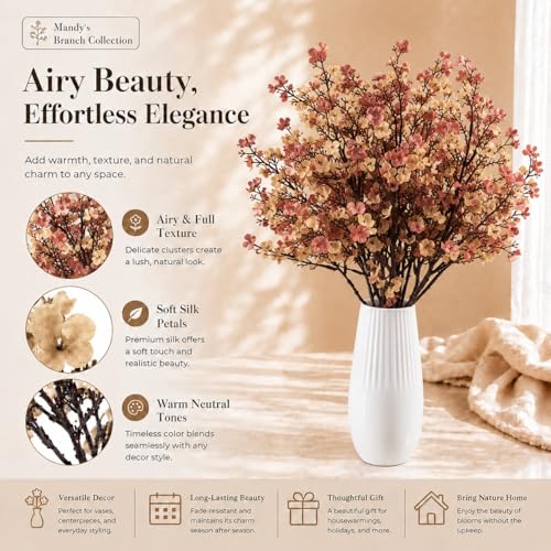 Image of Mandy's 6 Bundles Artificial Beige Brown Baby's Breath Flowers