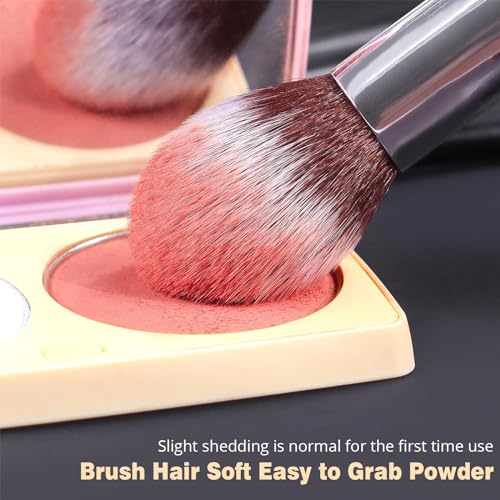 BEAKEY Diversity Make up Brushes 12Pcs Makeup Kit, Premium Synthetic Kabuki Foundation Face Powder Concealers Eyeshadow Blush Brushes Make up Brushes Set, with 2pcs Blender Sponges (Black/Silver) - Image 7