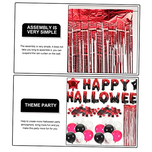 Abaodam 2 Conjuntos De Cortina De Chuva De Balão Conjunto Preto Guarnição Preta Decorações Vermelhas