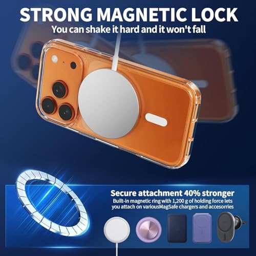 Image of VONZEE Transparent Clear Back Cover Case Compatible with iPhone 17 Pro Max, [Compatible with Magsafe][Anti-Yellowing][Military-Grade Protection] Shockproof Slim Magnetic Phone Case 6.9''|Transparent