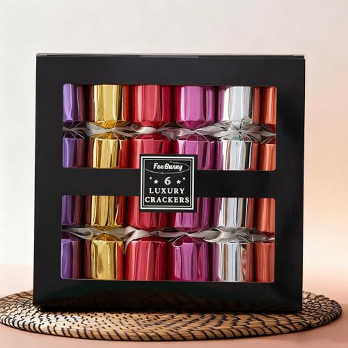 6 Pack Christmas Crackers, Crackers with Party Hats Jokes and Gifts Fidget Toys Wind Up Toys (Multicolor)