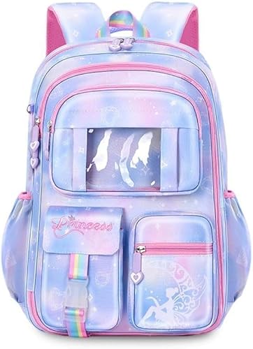 Clip Rainbow Girls Student School Backpack, Sky Blue