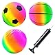 Mritrit 3 Stück Klein Spielball Kinder PVC Kickball Fußball mit Pumpe, 15cm Spielplatzbälle Bunter Wasserball Aufblasbar, Beachvolleyball Regenbogen, Leicht Kinderball für Garten und Strandurlaub