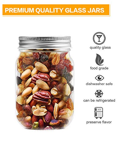 12oz Glass Jars With Lids Regular Mouth 20 Pack -Mason Jars 12 oz For Crafts, Meal Prep, Canning Jars For Food Storage Frascos De Vidrio Con Tapa Para Conservas-with 20 Chalkboard Stickers-Silver Lid