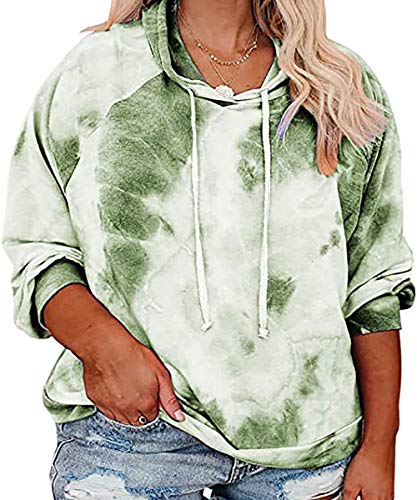 RITERA Women's Plus Size Hoodies Tie Dye Hoodie Long Sleeve Sweatshirts Drawstring Pullover Casual Sweater top L-5XL