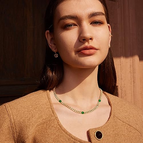 Valloey Rover Gold Necklace for Women 14K Gold Plated Cuban Chain Choker Necklace Simple Necklace Jewelry Gift for Women3