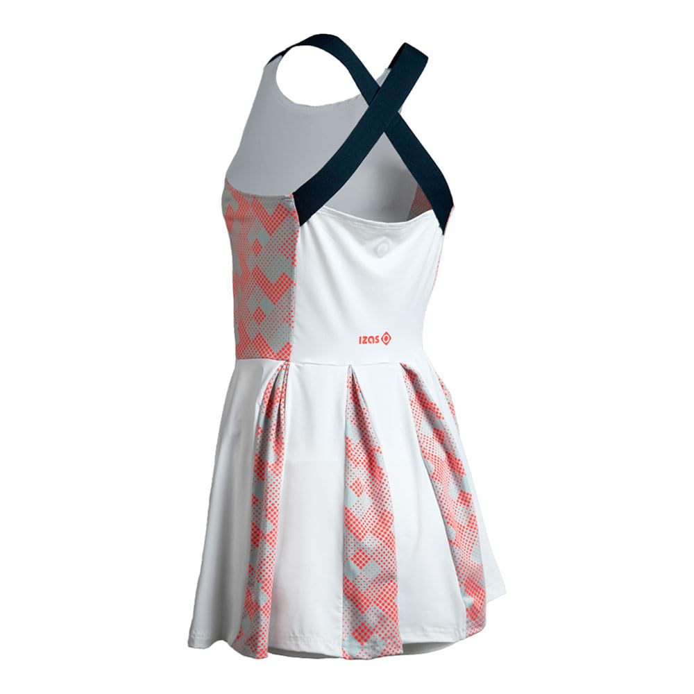 Izas RIGUAL Vestido de Padel para Mujer: Elegante, Transpirable y Funcional. Espalda Cruzada y Múltiples Bolsillos. Falda de Tablas con Pantalón Interior y Bolsillos Guarda Pelotas