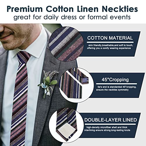Image of Mantieqingway Mens Skinny Ties,2.56 inch Cotton Neckties Striped Plaid Ties for Groom Groomsmen Wedding Party Christmas