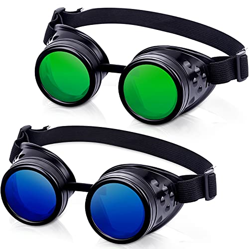 2 Pairs Vintage Steampunk Goggles Glasses Welding Punk Gothic Cosplay Halloween Sunglasses Adventure...