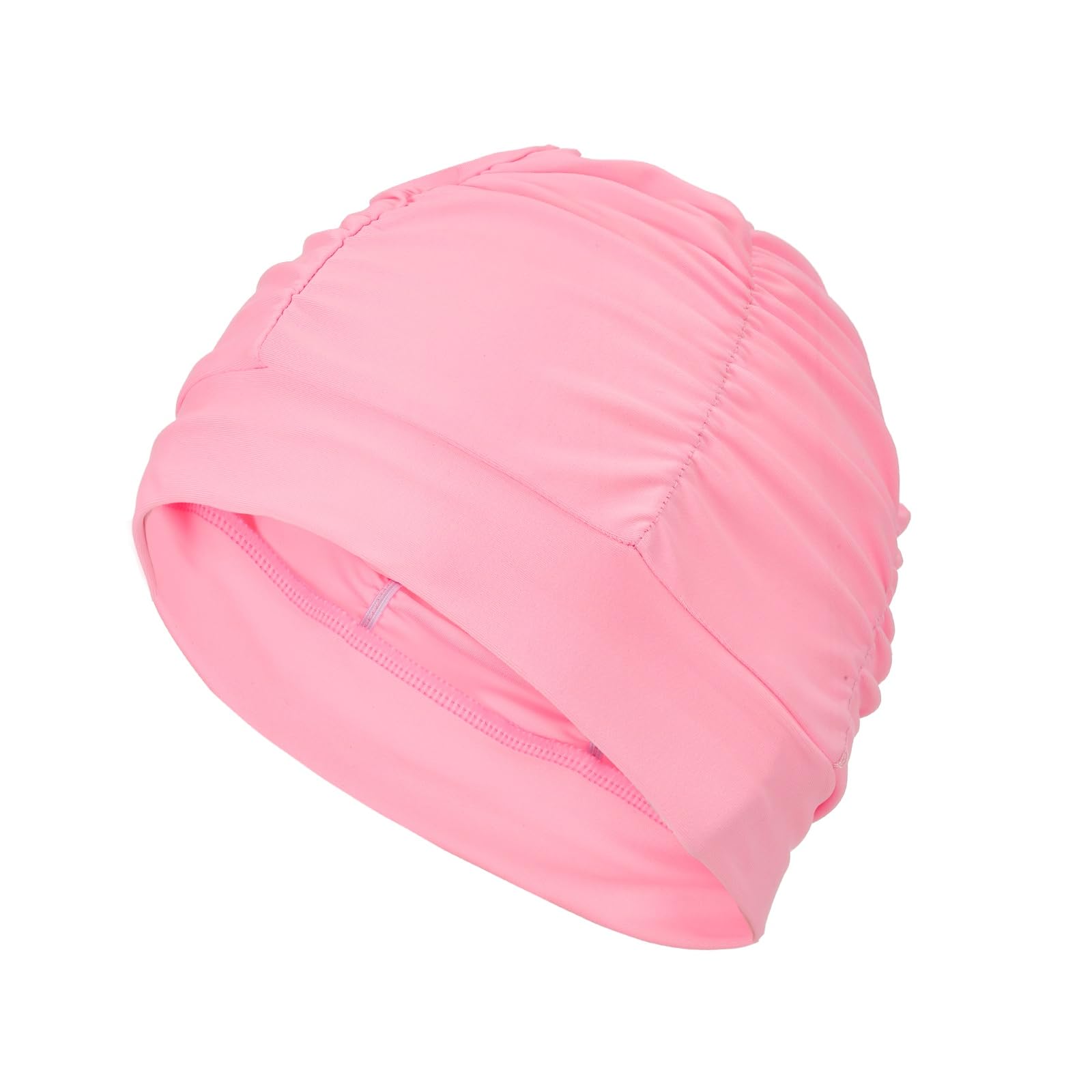 YELARXI Fabric Swim Cap Polyester Swimming Hat Elastic Swimming Cap, Fit for Women and Men Adult Long Hair (Pink)
