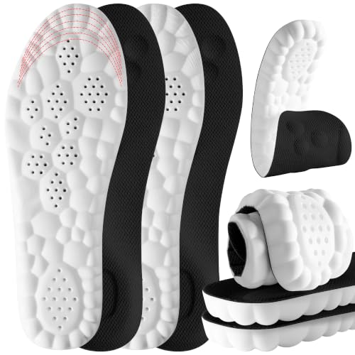 Image of 2 Pair Black 4D Cloud Steppers Insoles for Men and Women - Shock Absorption Inserts, Soft Anti-Fatigue, Relieve Foot Pain, Memory Foam Insoles for Shoes, Boots & Sneakers (Black & Black)