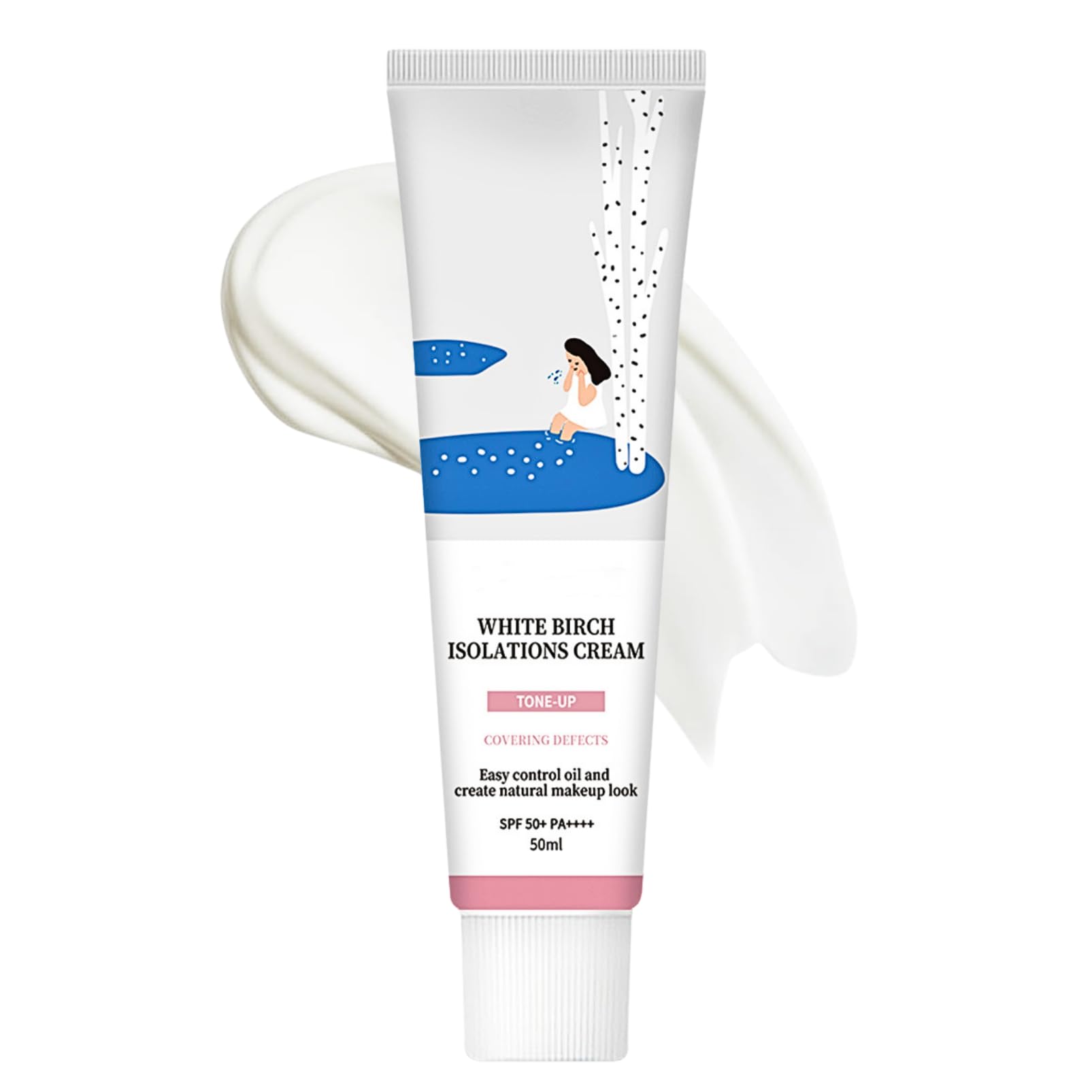 Korean Sunscreen Birch Juice Moisturizing Suncream Organic Sun Cream SPF 50+ PA++++, Even Skin Tone, Strong UV Protection, 50ml x 2