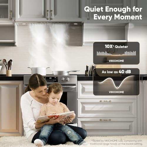 Image of VIKIO HOME 30 Inch Built-in /Insert Range Hood, 980 CFM Range Hood Insert, Ducted /Ductless Convertible Ultra-Quiet, Vent Hood Insert with Gesture & Touch, Baffle Filters and Charcoal Filters
