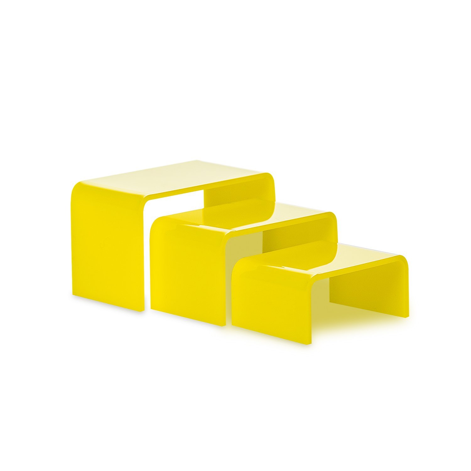 Source One LLC Acrylic Jewelry Risers Showcase Small, 3-Pack (1 Pack, Yellow)