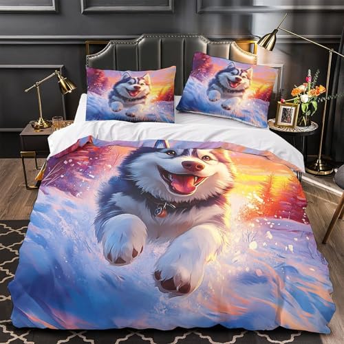 Housse de couette Husky de Sibérie résistante et douce avec zip - 2