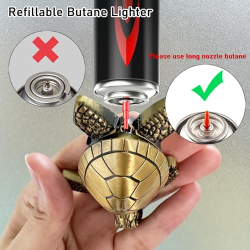 Encendedor de antorcha con forma de tortuga, recargable, llama ajustable miniatura 2