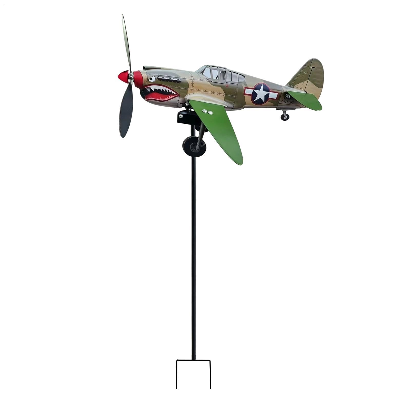 Sdtgrtht Aeroplane Weathervane Decoration Metal Aeroplane Garden Wind Vane Plane Aircraft Wind Spinner For Courtyard Walkway Backyard Lawn Farmhouse Seasonal Birthday Party