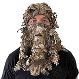 Arcturus Camo 3D Leaf Ghillie Camouflage Mask. Leafy, Full Coverage, Breathable Hunting Mask with Customizable Fit. Great for Turkey Season! (Realtree EDGE)