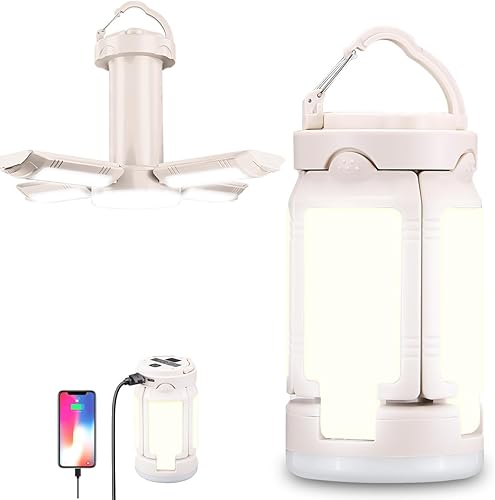 Linterna plegable para campamento, luces de campamento recargables, 4000 lúmenes, 6 modos de luz, faroles impermeables para cortes de energía,