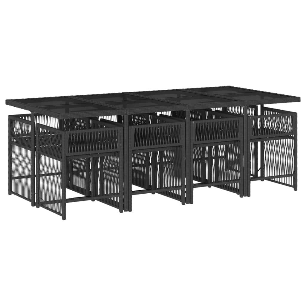 Salon de jardin en rotin synthétique pour 8 personnes, table de jardin avec 8 chaises et coussins, ensemble de jardin, pour extérieur, terrasse, noir, type 15
