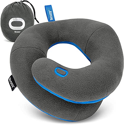Image of BCOZZY Kids Travel Neck Pillow (8-12 Y /O) - Patented Soft Child Pillow for Head & Chin Support in Car, Airplane, and Road Trip Sleeping. Adjustable Size. Carry Bag. Fully Washable. Medium, Gray