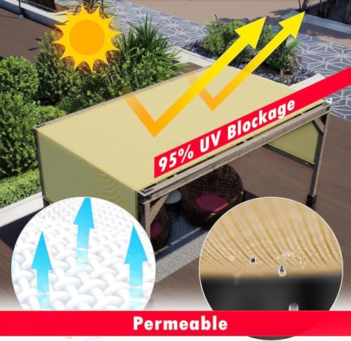 Image of ShadeMart 8' x 16' Pergola Sun Shade Grey Canopy Outdoor Replacement Cover with Grommets and Stainless SteeWeighted Rods for Patio, Carport, Garden (We Make Custom Size)