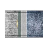  WIVION Wohnzimmer Teppiche Retro Blau Grau Geometrischer Teppich Schlafzimmer Bett rutschfeste Bodenmatte Home Decor Couchtisch Teppich,50x120cm(20x47inch)