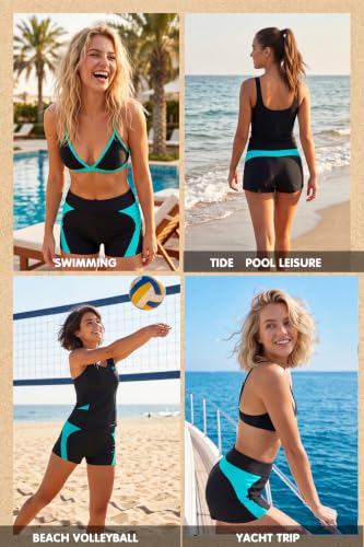 Image of Beautikini Period Swimwear Menstrual Leakproof Swim Shorts Quick Dry 3 inch High Waist Bathing Suit Bottoms for Teen Girls Women