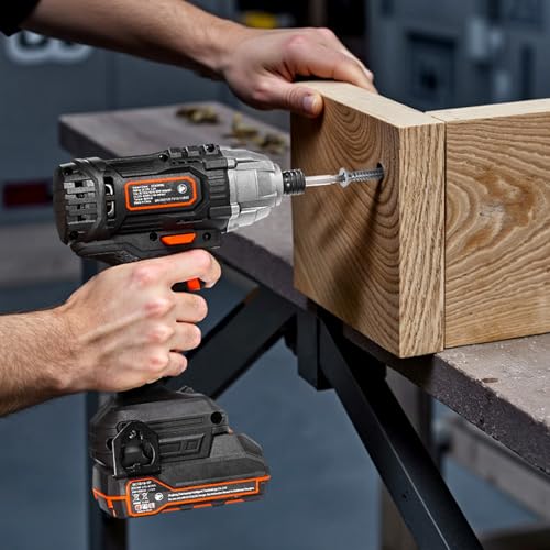 VEVOR Impact Driver, 1/4 Inch, 2800 RPM Max Speed, 20 V Powerful Motor, Electric Cordless Impact Driver Kit with Battery and Charger, 10 Bits, LED Work Light, for Furniture, Electrical, Home Repairs by VEVOR - Image 2