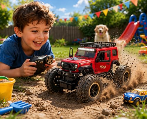 Image of Royal Cellar Defender Climbing Remote Control Car, 1:18 RC Monster Truck 2WD with Dual Spray Smoke, LED Lights, 2.4GHz Long Range, Alloy Body Off Road Car, Type C Rechargeable (Thar Ro)
