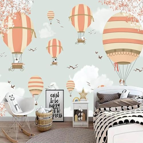 HBYUEHAN Globo aerostático, pájaros, habitación de niños, niños y niñas, papel tapiz con foto 3D, decoración del hogar, sala de estar, sofá, Mural artístico de pared