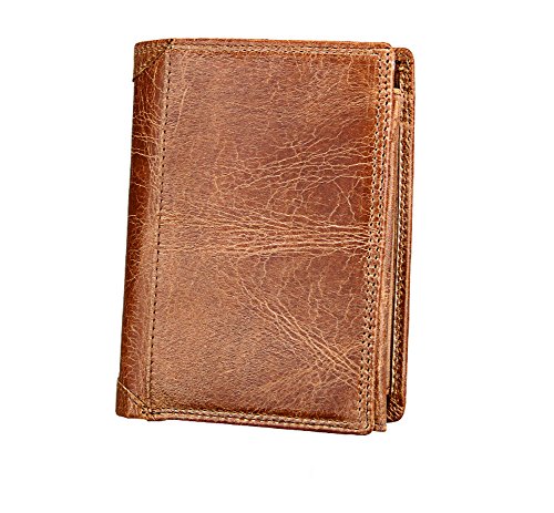 Genuine Leather Wallet Bifold Wallet Casual Solid Men Wallets With Coin Pocket Purses(brown)