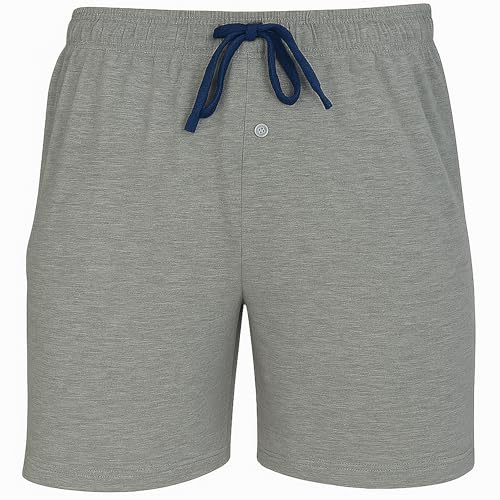 Hanes Men’s 2-Pack Cotton Sleep Shorts – Lightweight Lounge Bottoms 7.5" Inseam, Breathable Fit, Elastic Waist, Pantalones Cortos de Dormir de Algodón, Grey Heather/Chambrey Blue, Medium2