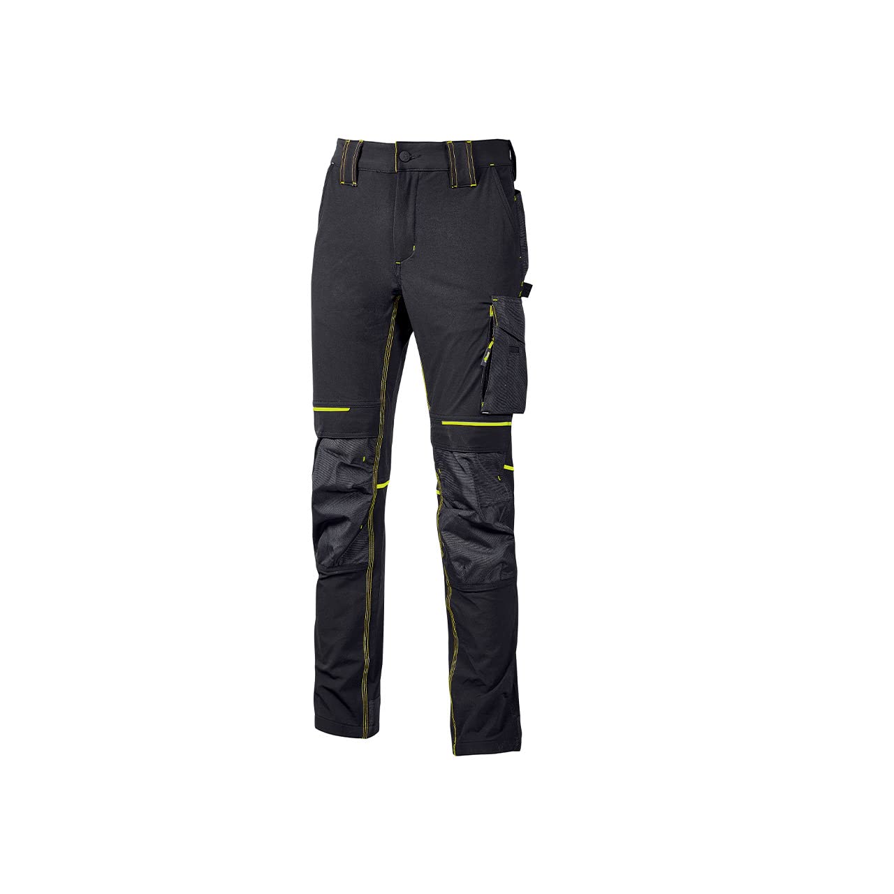 Pantalone U-Power Performance, Modello Atom, Slim Fit Elasticizzato, con Multi_tasche Frontali e Laterali, Tessuto Traspirante, Elastico in Vita, Cerniera di Chiusura (BLACK CARBON_4XL)