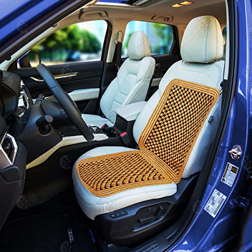 Vaygway Wood Beaded Comfort Seat Cushion Seat Cover – Wooden Beaded Car Seat Cover – Natural Wood Double Strung Beads – Massage Comfort Cover Car Seat – Universal Suv Auto Office Home #TOP6