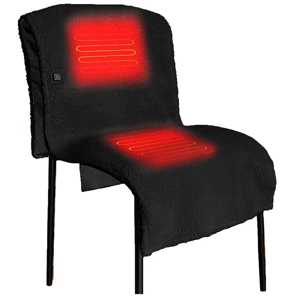 AVSMGP Heated Chair Pad Smart Heateds Cover Mat, USB Powered Cordless Heating Cushion for Office & Home, Machine,Back Warmth Relief 135 * 48Cm/53.1 * 18.9In,Black