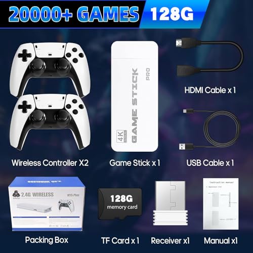 Video Game Console with 20,000+ Games, Retro Game Console, Dual 2.4G Wireless Controllers, Plug & Play, HDMI Output, Family Entertainment System (Ivory White) - Image 8