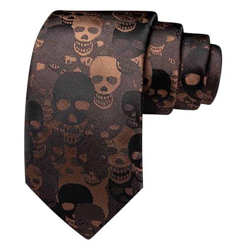 Image of Barry.Wang Man Tie Sets Skull Ties Animal Extra Long Necktie Silk Woven Handkerchief Cufflinks Festival Party Gift