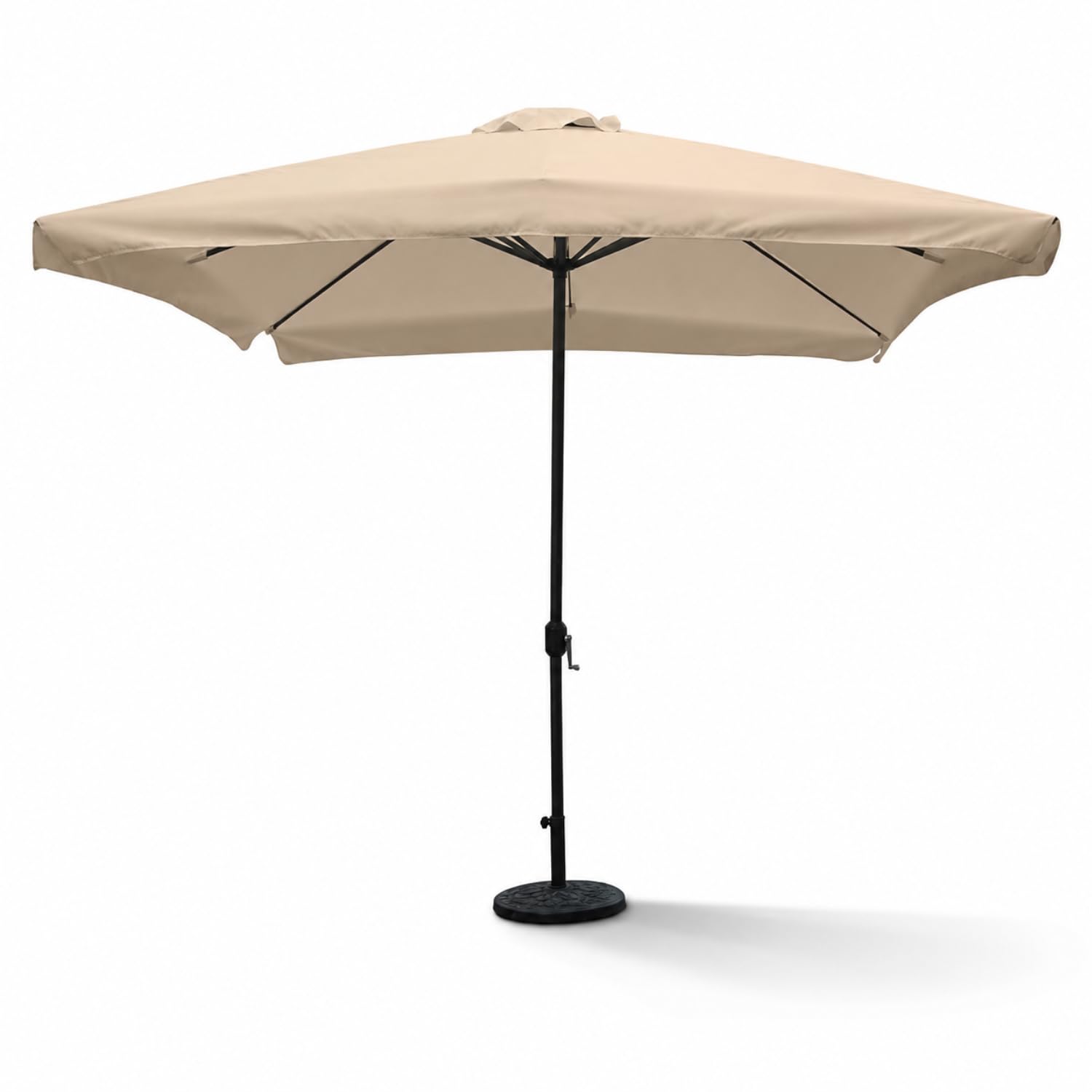 Ombrellone Quadrato Da Giardino Con Tela Resistente In Poliestere Cotone Apertura A Manovella Supporto In Acciaio Per Terrazzo Patio Bordo Piscina Zona Relax 3x3 Metri Tortora