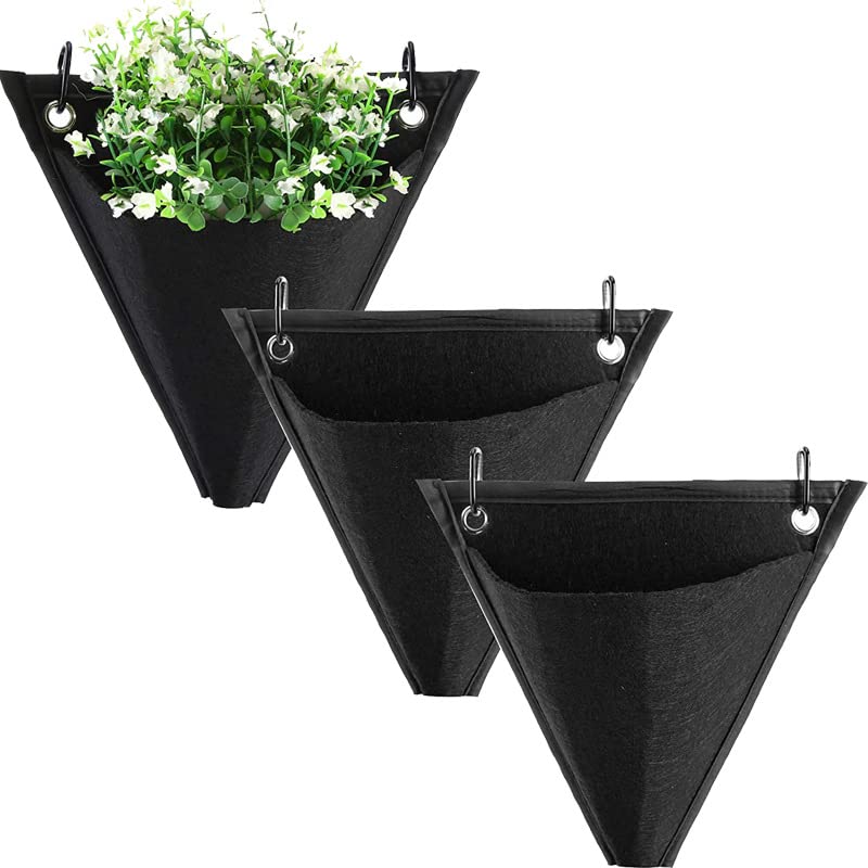 6er-Set Pflanzsack Aus Vliesstoff, Pflanzbeutel Hängend Pflanztaschen, Wand Sukkulenten Blumentopf Korb Mit Haken, Atmungsaktiv Warm Halten Hängetopf, Pflanzentasche Für Innen-und Außendekoration