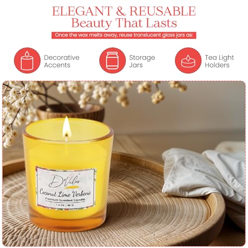 Image of D'Velas Set of 4 Scented Votive Candles (1.6oz /45g Each) | 12-Hour Burn | White Wax in Translucent Glass Jars | Decorative Candles for Home Decor, Pooja & Festive Gifting | Reusable Jars