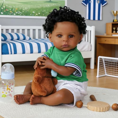 Muñeca Reborn Realista Niño Afroamericano 20 Pulgadas miniatura 1